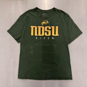 Russell Athletic NDSU Bison Mens Large Green Short Sleeve Graphic T-Shirt NCAA